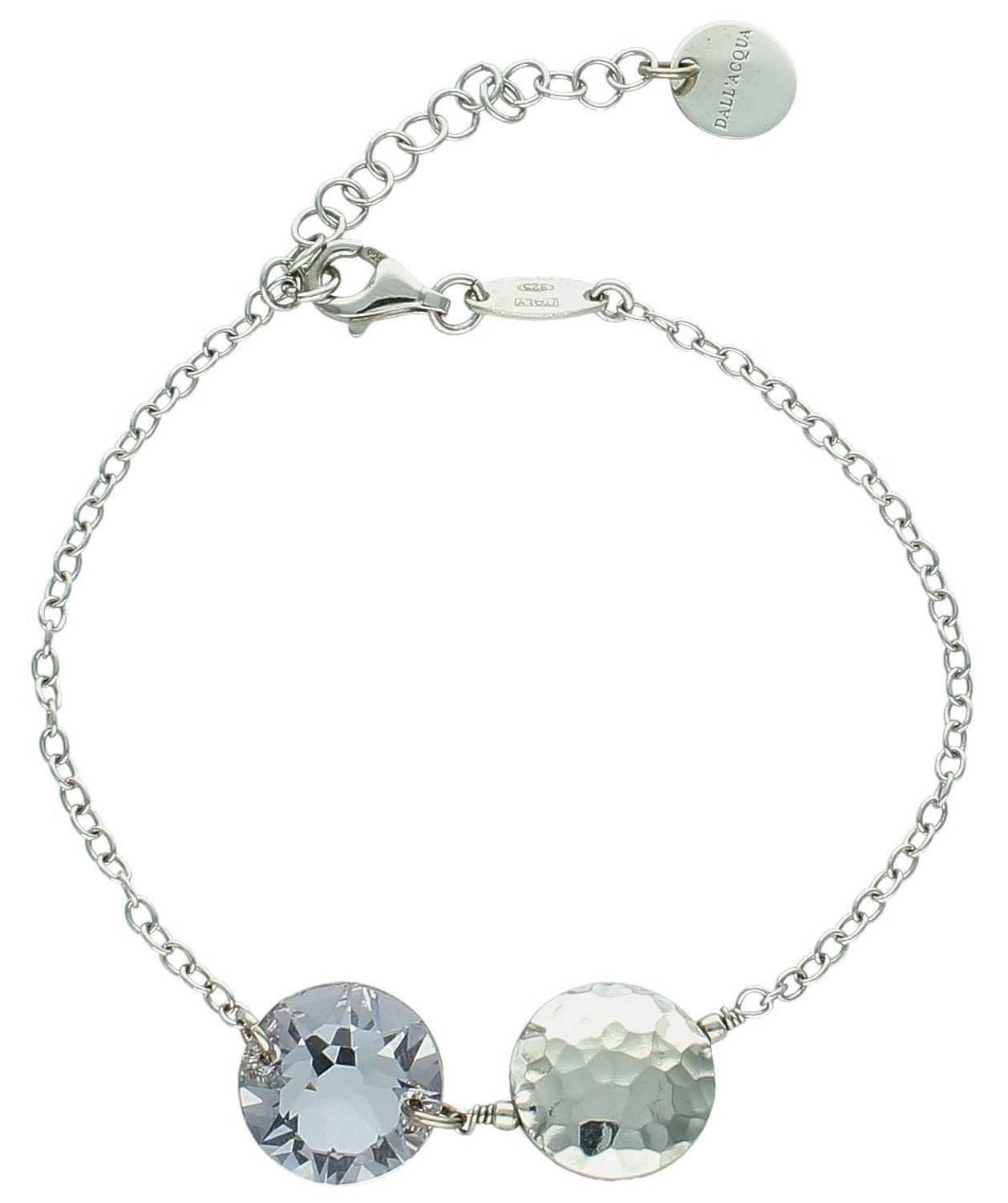 Bransoletka srebrna damska dwie okrągłe blaszki B RM 24140s . Bransoletka składa się dwóch kółeczek jeden z srebra, drugi z kryształka białego. Idealnie sprawdzi się na wyjątkowy prezent.1.jpg